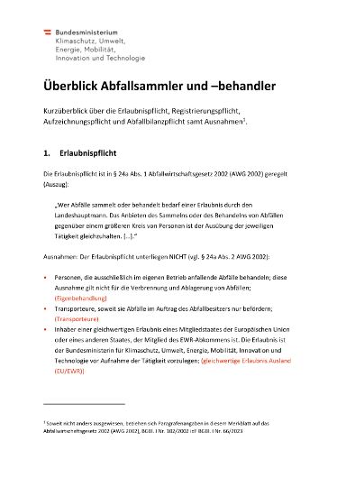 Merkblatt - Überblick Abfallsammler und -behandler