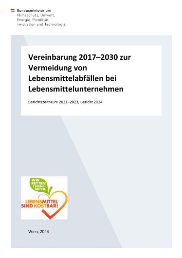 Vereinbarung 2017–2030 zur  Vermeidung von  Lebensmittelabfällen bei  Lebensmittelunternehmen Berichtszeitraum 2021–2023, Bericht 2024