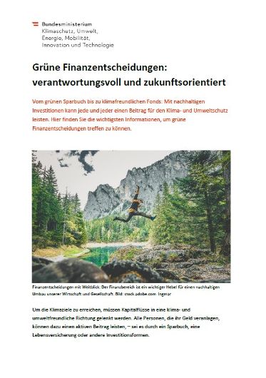 Cover Grüne Finanzentscheidungen verantwortungsvoll und zukunftsorientiert.