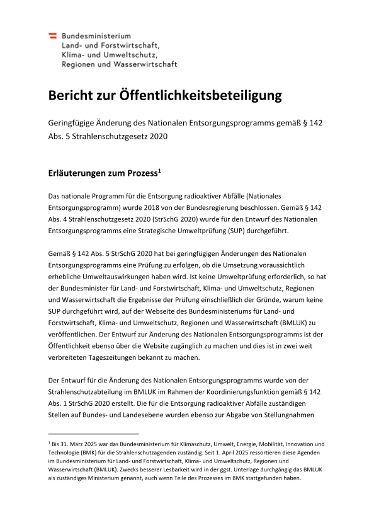 Bericht zur Öffentlichkeitsbeteiligung