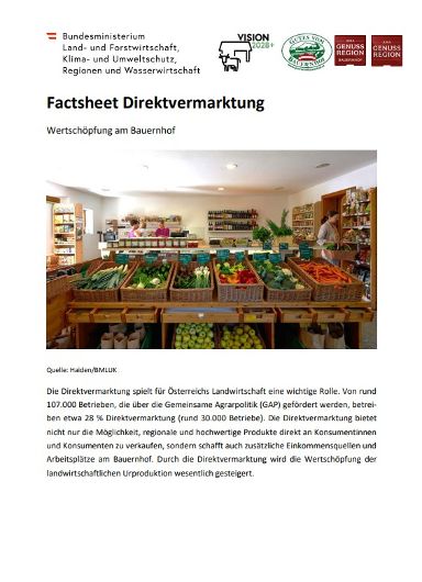 Titelblatt Factsheet Direktvermarktung