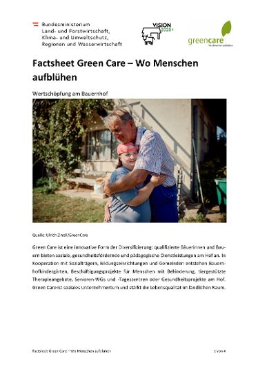 Titelblatt Factsheet Green Care Wo Menschen aufbluehen