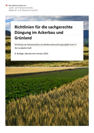Richtlinien fr die sachgerechte Dngung im Ackerbau und Grnland -  Bundesministerium fr Land- und Forstwirtschaft, Klima- und Umweltschutz,  Regionen und Wasserwirtschaft