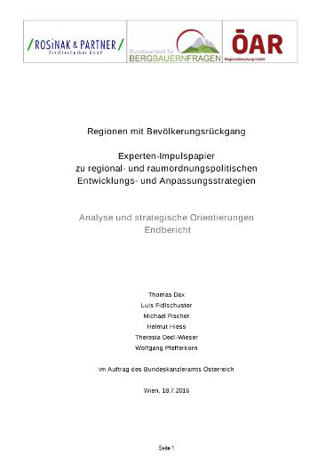 Regionen mit Bevölkerungsrückgang - Analyse und strategische Orientierungen