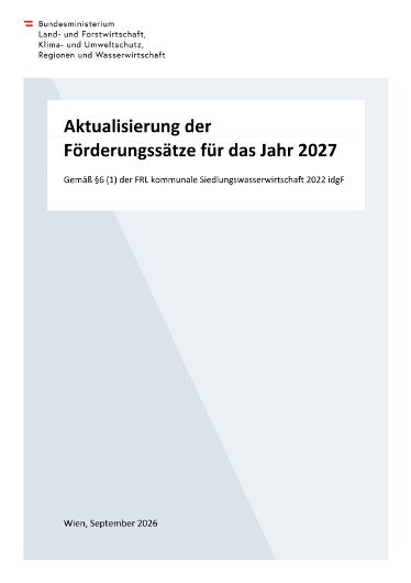 Aktualisierung der Förderungssätze für das Jahr 2027