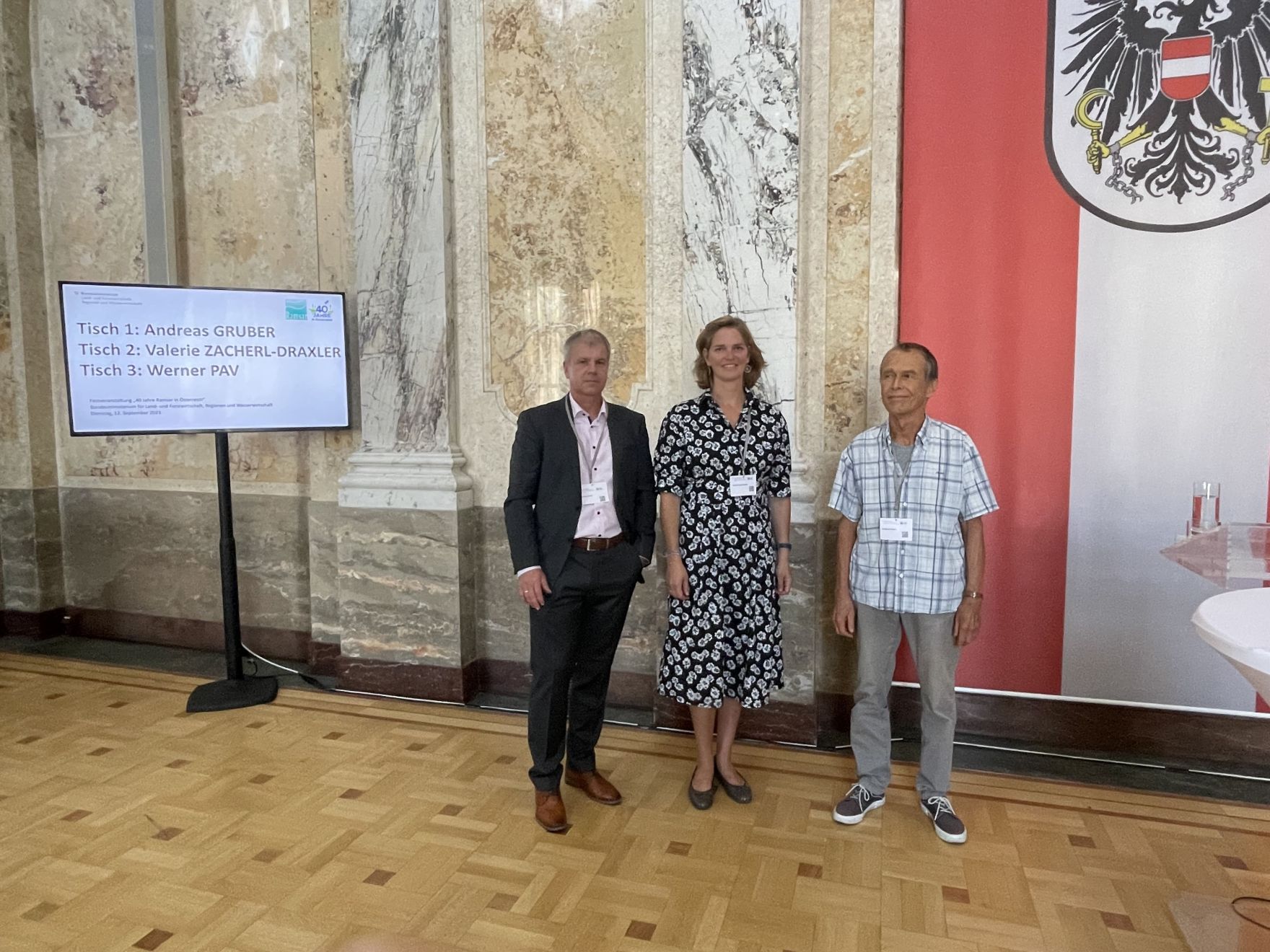 Zur Feier der 40 Jahre Ramsar Konvention in &Ouml;sterreich lud Herr Bundesminister Norbert Totschnig im Marmorsaal im Regierungsgeb&auml;ude ein.