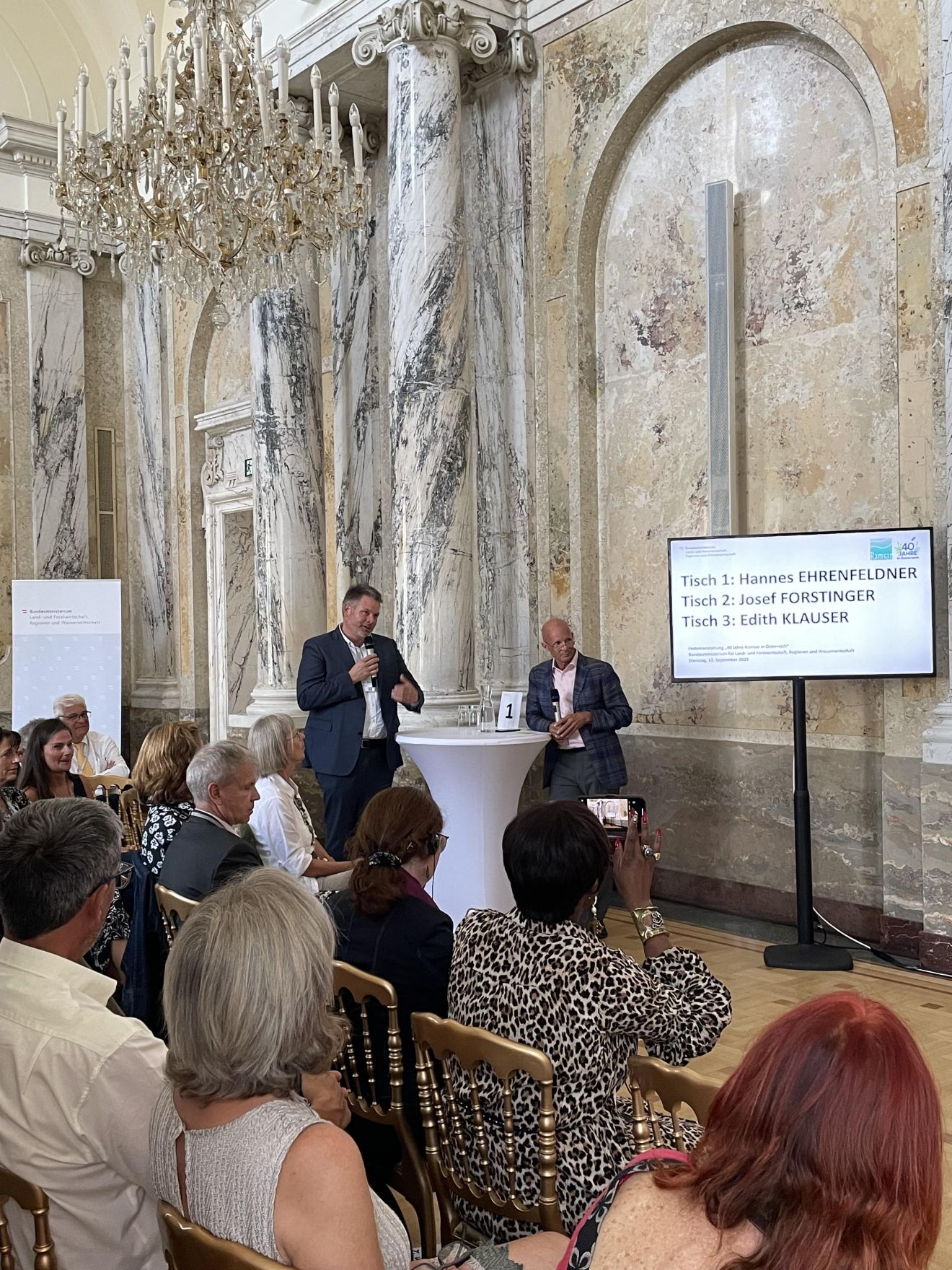 Zur Feier der 40 Jahre Ramsar Konvention in &Ouml;sterreich lud Herr Bundesminister Norbert Totschnig im Marmorsaal im Regierungsgeb&auml;ude ein.