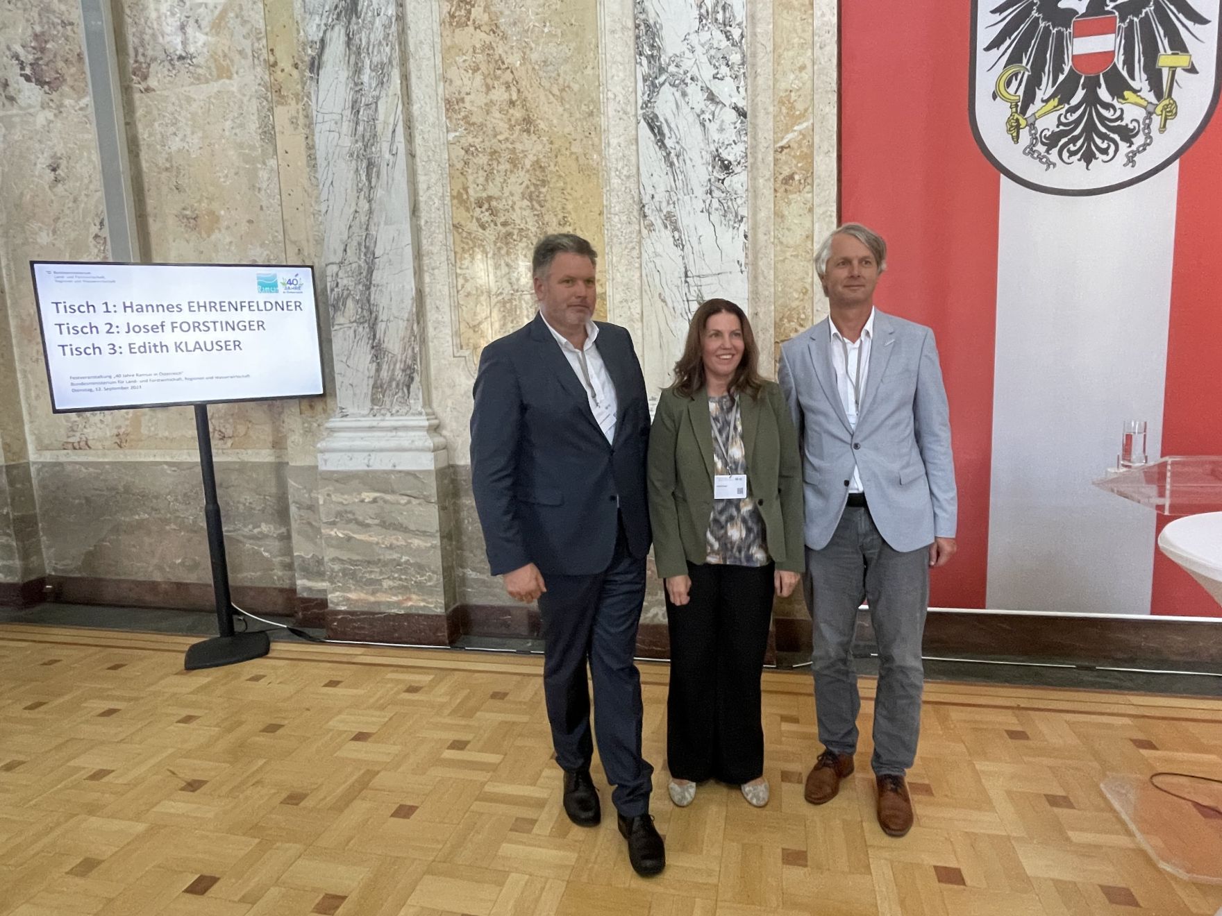 Zur Feier der 40 Jahre Ramsar Konvention in &Ouml;sterreich lud Herr Bundesminister Norbert Totschnig im Marmorsaal im Regierungsgeb&auml;ude ein.