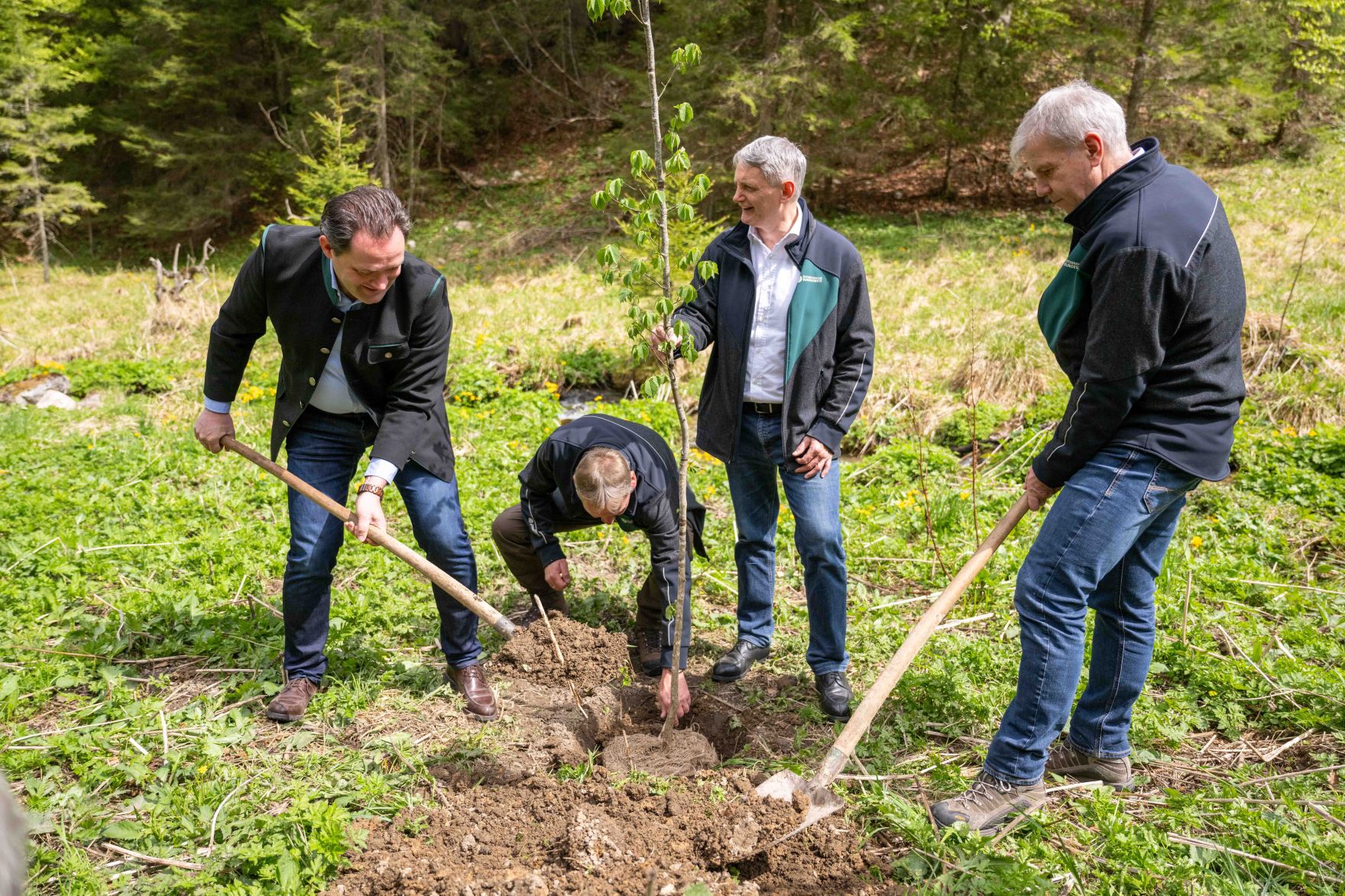 DSC_3938.jpg Zur Feier der 100 Jahre Österreichische Bundesforste besuchte Herr Bundesminister Norbert Totschnig gemeinsam mit Bundespräsident Dr. Alexander Van der Bellen die Bundesforste und Mürzsteg um Bäume zu pflanzen.