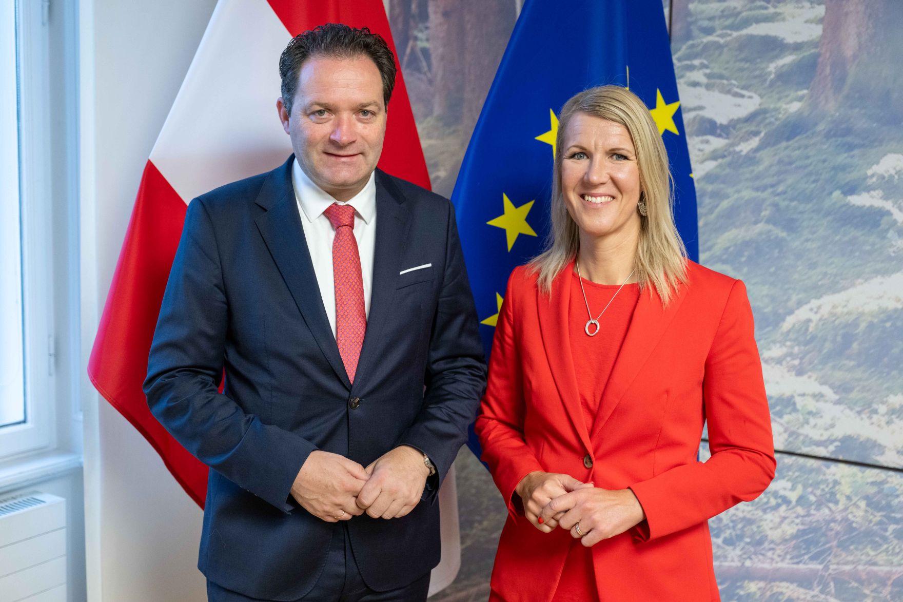 Sari Multala, Ministerin f&uuml;r Umwelt und Klimawandel der Republik Finnland, besuchte Herrn Bundesminister Norbert Totschnig im Regierungsgeb&auml;ude am Stubenring.