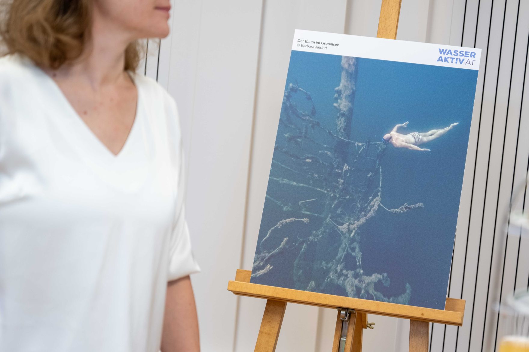 DSC_0290.jpg Im Rahmen des Wasseraktiv Fotowettbewerbs 2025 wurden die Gewinnerinnen und Gewinner im Bundesministerium für Land- und Forstwirtschaft, Klima- und Umweltschutz, Regionen und Wasserwirtschaft ausgezeichnet. Publikumsvoting 3. Platz: "Der Baum im Grundlsee" von Barbara Anderl