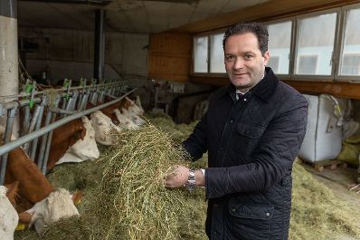 Bundesminister Norbert Totschnig besuchte gemeinsam mit Landesagrarrat Josef Schwaiger und dem Pr&auml;sidenten der LK Salzburg, Rupert Quehenberger, die Hofk&auml;serei Schmiedhuber in Vigaun/Salzburg und wohnte der Er&ouml;ffnung der neuen Bezirksbauernkammer in Hallein bei.