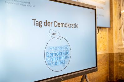 Anl&auml;sslich des &bdquo;Tags der Demokratie&ldquo; lud Bundesminister Norbert Totschnig Sch&uuml;lerinnen und Sch&uuml;ler zur Diskussion &uuml;ber die Grundlagen unseres Zusammenlebens in das BML.