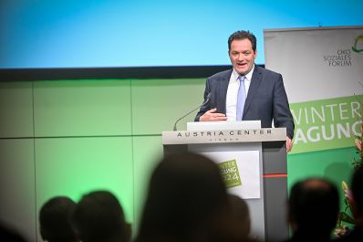 Herr Bundesminister Norbert Totschnig hielt bei der Wintertagung 2024 eine Rede zum Thema "&Ouml;sterreichs Weg zu einer &ouml;kosozialen Landwirtschaft f&uuml;r alle"