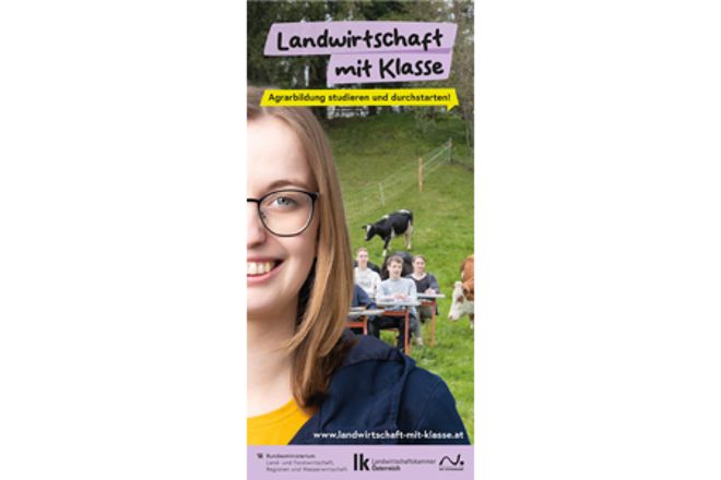 Das Bild zeigt das Cover der Broschüre "Landwirtschaft mit Klasse"
