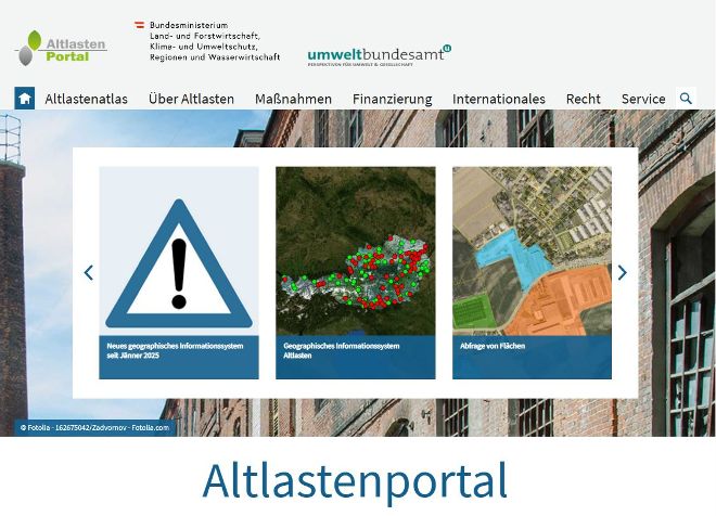 Screenshot der Website Altlastenportal
