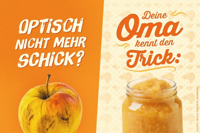 brauner Apfel wird zu Apfelmus