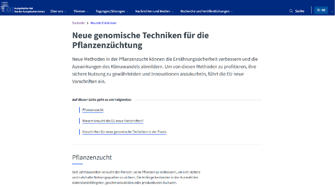 Screenshot Website Rat der Europäischen Union