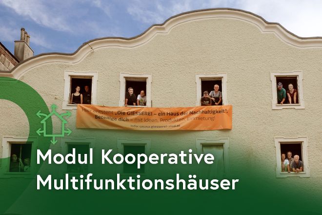 Zu sehen ist das Kernteam des Kooperativen Multifunktionshaus "Lenz", wie es gemeinsam in die Luft springt. 