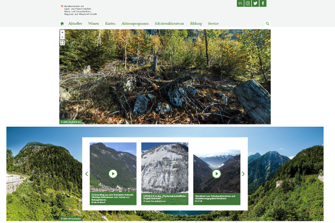 Startseite der Webseite schutzwald.at