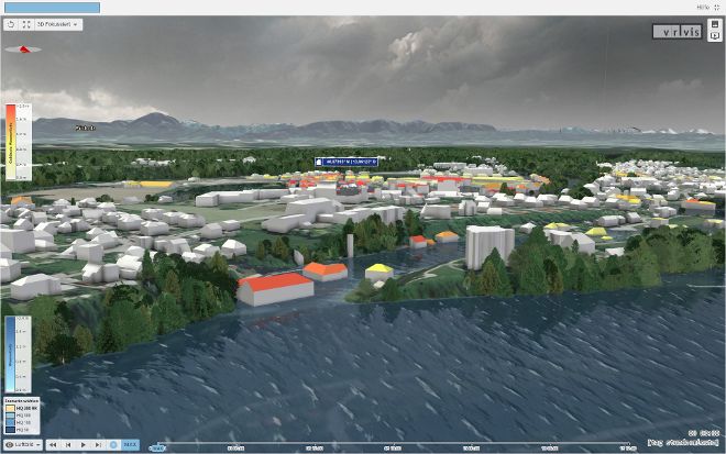 graphische Darstellung einer Ortschaft in 3D aus der Vogelperspektive