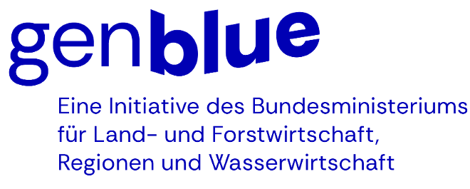 Das gen blue Logo mit dem offiziellen Logo des Bundesministeriums für Land und Forstwirtschaft, Regionen und Wasserwirtschaft.