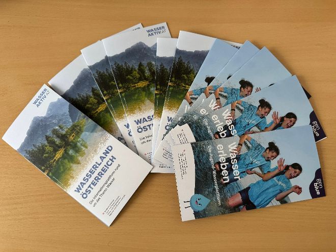 Wasser-Informationsfolder von den Wasserplattformen Wasseraktiv und gen blue.