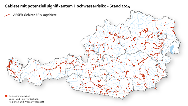 388 Gebiete mit potenziell signifikantem Hochwasserrisiko nach der Aktualisierung 2024